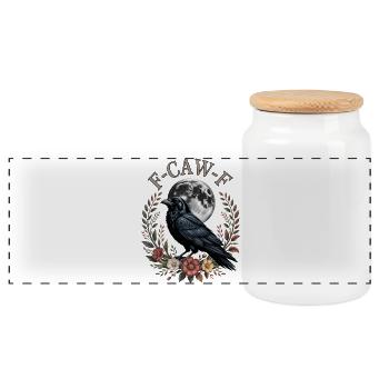 Corbeau noir, F-CAW-F Oiseau noir drôle - Boîte à biscuits avec couvercle en bois - blanc - Devant
