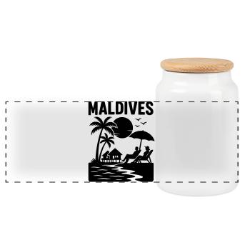 Malediven Maldives - Panorama Keksdose mit Holzdeckel - Weiß - Vorne