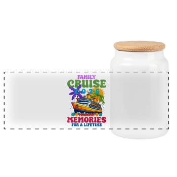 Family Cruise 2026 Memories - Panoramic Cookie Jar with Wooden Lid - white - Front