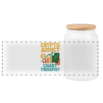 Crypto Chart Therapist, Investing  - Panoramic Cookie Jar with Wooden Lid - white - Front