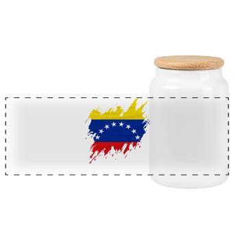 Flag of Venezuela, torn style - Panoramic Cookie Jar with Wooden Lid - white - Front