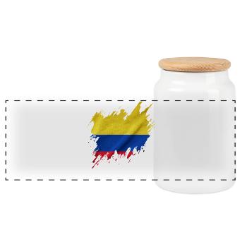 Flagge Kolumbiens, Rissstil - Panorama Keksdose mit Holzdeckel - Weiß - Vorne