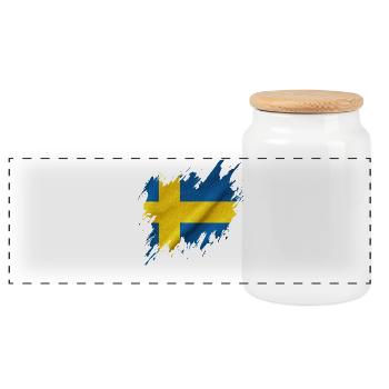 Drapeau de la Suède, style déchiré - Boîte à biscuits avec couvercle en bois - blanc - Devant