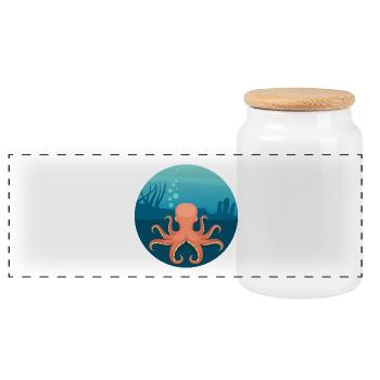 Nautic Design Unterwasser Oktopus Kreis Kunst - Panorama Keksdose mit Holzdeckel - Weiß - Vorne