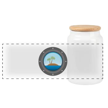 Nautic Design Hublot Palm Island Sunrise Window - Boîte à biscuits avec couvercle en bois - blanc - Devant