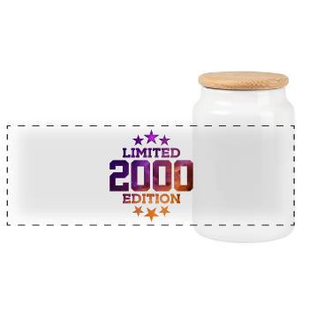 LIMITED EDITION 2000 25TH BIRTHDAY - Panoramic Cookie Jar with Wooden Lid - white - Front