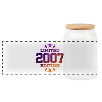 LIMITED EDITION 2007 19TH BIRTHDAY - Panoramic Cookie Jar with Wooden Lid - white - Front