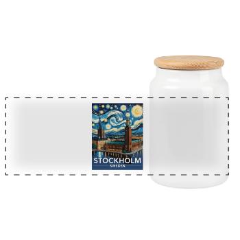 Stockholm - Boîte à biscuits avec couvercle en bois - blanc - Devant