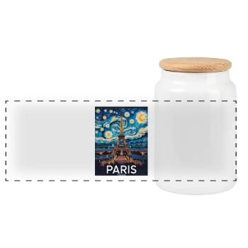 Paris - Panorama Keksdose mit Holzdeckel - Weiß - Vorne