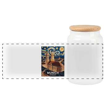 Munich - Panoramic Cookie Jar with Wooden Lid - white - Front