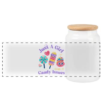 Sweet tooth fashion for candy fans - Panoramic Cookie Jar with Wooden Lid - white - Front