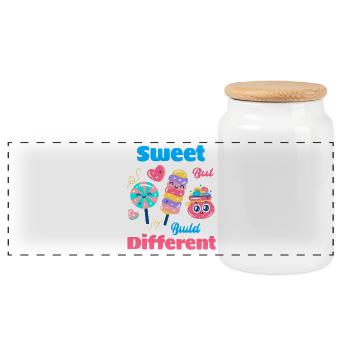 Ollipop Love Sweet And Funny - Panoramic Cookie Jar with Wooden Lid - white - Front