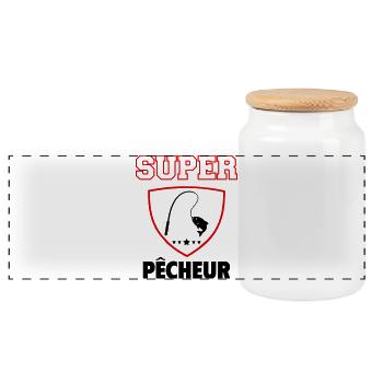 Super pêcheur, fête des pères, noël - Boîte à biscuits avec couvercle en bois - blanc - Devant