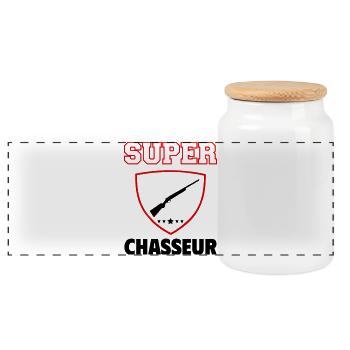 Super chasseur, fête des pères, noël - Boîte à biscuits avec couvercle en bois - blanc - Devant