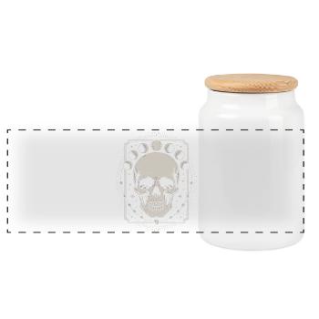 Gothic Totenschädel mit Mondphasen mystisches Design - Panorama Keksdose mit Holzdeckel - Weiß - Vorne