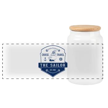 Nautic Design Das Sailor Badge Cruise Travel - Panorama Keksdose mit Holzdeckel - Weiß - Vorne