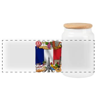 France - Boîte à biscuits avec couvercle en bois - blanc - Devant