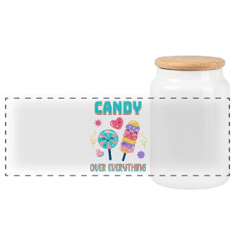 Cute Naughty Sugar Addict Fashion - Panoramic Cookie Jar with Wooden Lid - white - Front