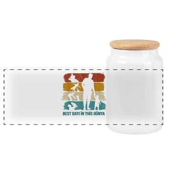 Meilleur Dayi (Oncle) du monde - Türk Style Uncle - Boîte à biscuits avec couvercle en bois - blanc - Devant