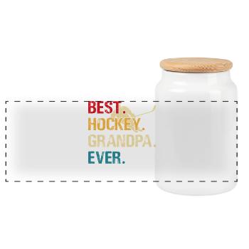 Hockey Grandpa Hockey sur glace Cadeau pour joueur de hockey sur glace - Boîte à biscuits avec couvercle en bois - blanc - Devant