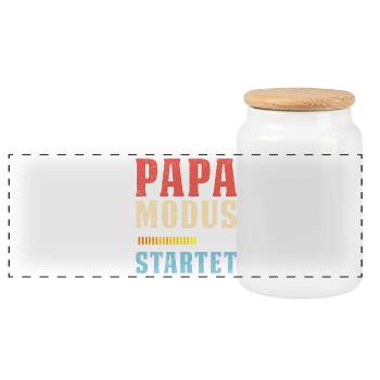 Werdender Vater PAPA MODUS STARTET Lustiges - Panorama Keksdose mit Holzdeckel - Weiß - Vorne