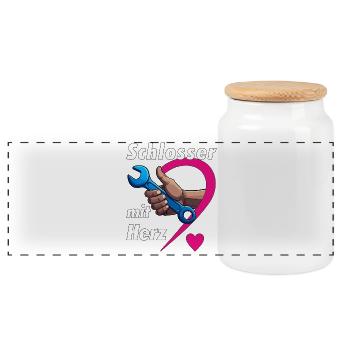 Serruriers avec CŒUR - Boîte à biscuits avec couvercle en bois - blanc - Devant