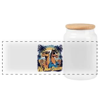 Hé Mon Cousin Famille Voyage Communauté Gitane - Panoramic Cookie Jar with Wooden Lid - white - Front