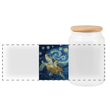 Tortue à la Van Gogh - Boîte à biscuits avec couvercle en bois - blanc - Devant