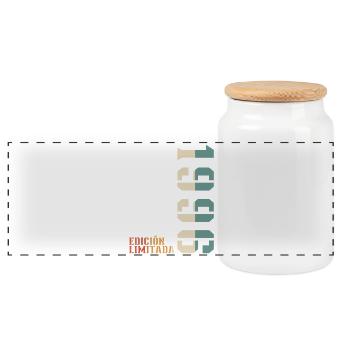 Original 1996 Vintage Retro Birthday Gift - Panoramic Cookie Jar with Wooden Lid - white - Front