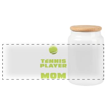 Mein Lieblings Tennisspieler nennt mich Mama - Panorama Keksdose mit Holzdeckel - Weiß - Vorne