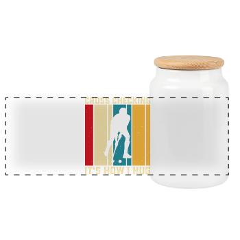Hockey Hockey sur glace Cadeau pour joueur de hockey sur glace - Boîte à biscuits avec couvercle en bois - blanc - Devant