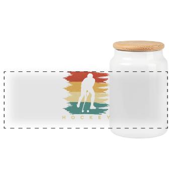 Hockey Hockey sur glace Cadeau pour joueur de hockey sur glace - Boîte à biscuits avec couvercle en bois - blanc - Devant