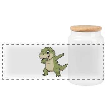 Dabbing dangereux T-Rex - Boîte à biscuits avec couvercle en bois - blanc - Devant