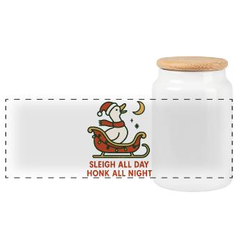 Oie Noël Drôle Père Noël Traîneau Toute la journée - Boîte à biscuits avec couvercle en bois - blanc - Devant