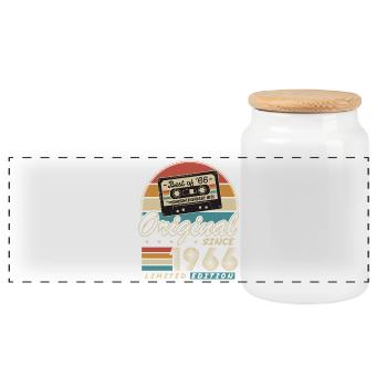 Vintage 1966 Vintage Birthday Retro Gift - Panoramic Cookie Jar with Wooden Lid - white - Front