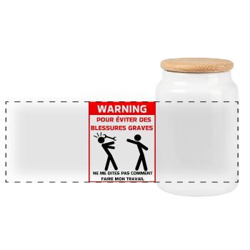 Safety warning t - Panoramic Cookie Jar with Wooden Lid - white - Front