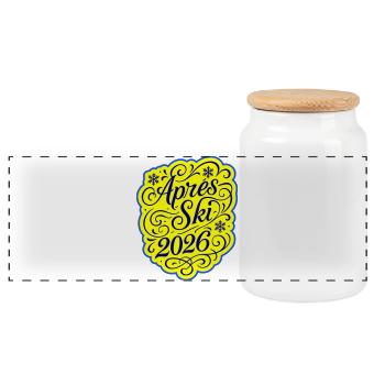 Après Ski 2026 Party - Panoramic Cookie Jar with Wooden Lid - white - Front