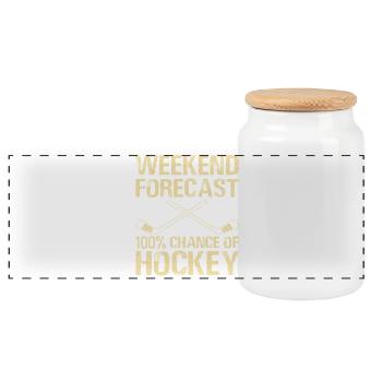 Hockey Hockey sur glace Cadeau pour joueur de hockey sur glace - Boîte à biscuits avec couvercle en bois - blanc - Devant