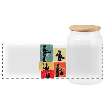 Cook Cook Cook - Panoramic Cookie Jar with Wooden Lid - white - Front