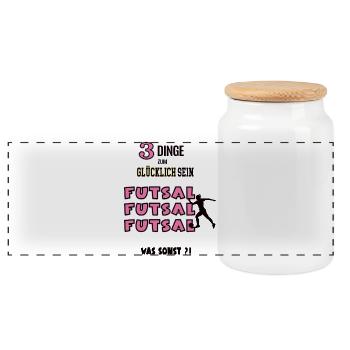 Futsal What Else Game Futsal Player Player - Panoramic Cookie Jar with Wooden Lid - white - Front