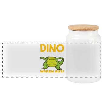 Dino Kostüm Lustiges Karneval Helau Fasching Alaaf - Panorama Keksdose mit Holzdeckel - Weiß - Vorne