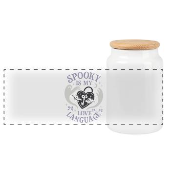 Creepy Sweet Pastel Goth Kawaii Halloween Cute - Panoramic Cookie Jar with Wooden Lid - white - Front