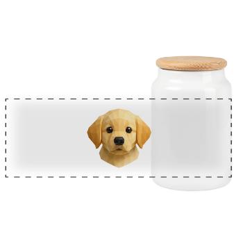Süßer Golden Retriever Welpe – Polygon Hundedesign - Panorama Keksdose mit Holzdeckel - Weiß - Vorne