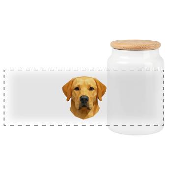 Polygon Labrador Retriever Geschenk - Panorama Keksdose mit Holzdeckel - Weiß - Vorne