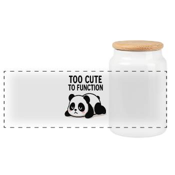 Too Cute To Function Panda - Panoramic Cookie Jar with Wooden Lid - white - Front