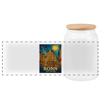 Affiche de la ville de Bonn Night - Boîte à biscuits avec couvercle en bois - blanc - Devant