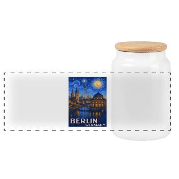 Berlin Ciel Nocturne Motif De La Ville - Boîte à biscuits avec couvercle en bois - blanc - Devant