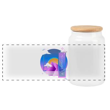 Vaporwave Pastell Gothic-Stil Ästhetischer Mix aus Retro - Panorama Keksdose mit Holzdeckel - Weiß - Vorne