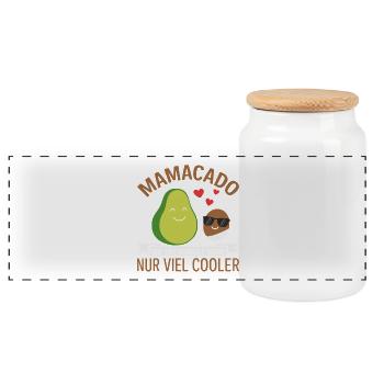 Zukünftige Mutter MAMACADO VIEL COOLER Lustig - Panorama Keksdose mit Holzdeckel - Weiß - Vorne