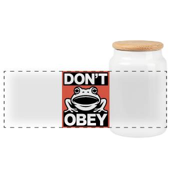 Don't obey - USA Frosch T-Shirt - Panorama Keksdose mit Holzdeckel - Weiß - Vorne